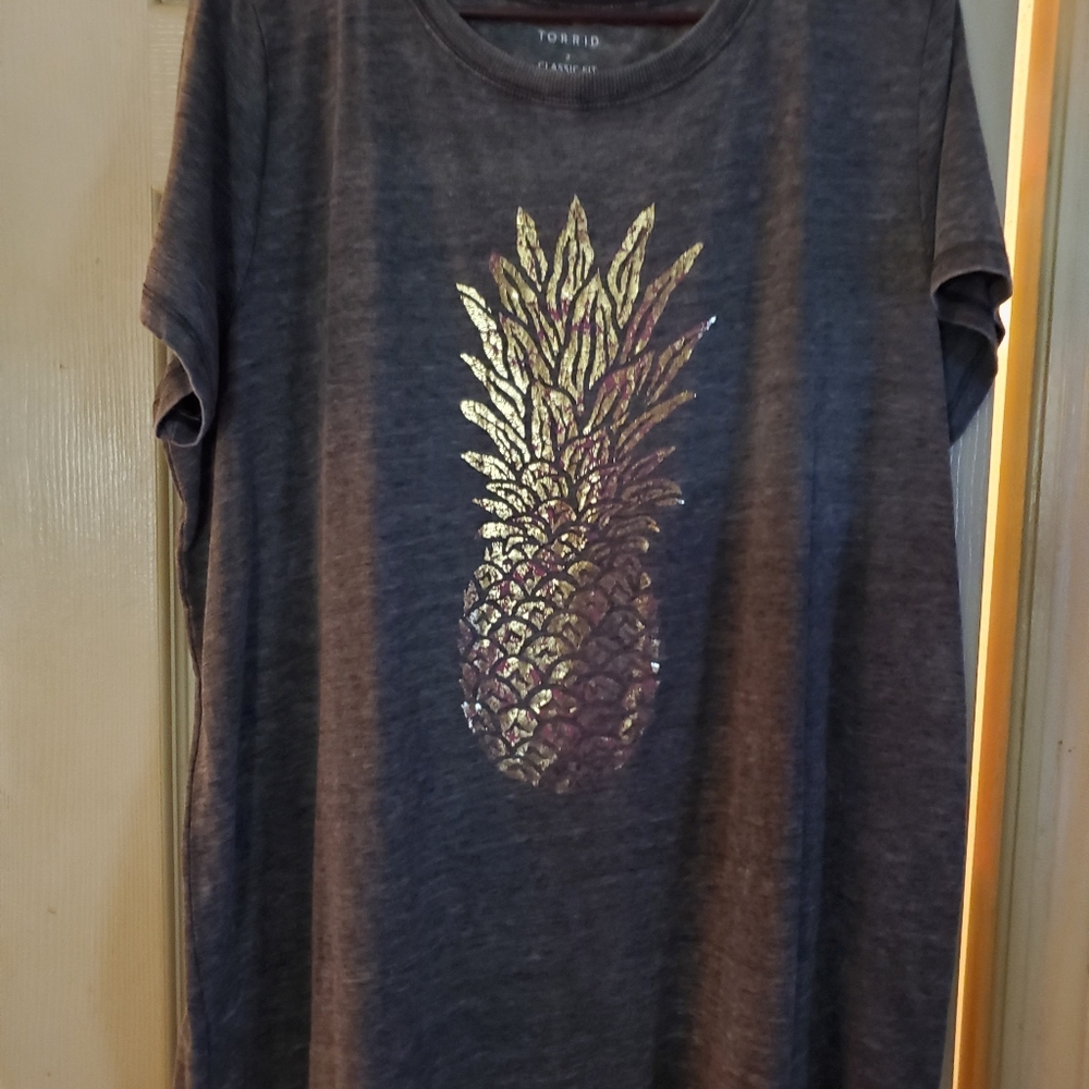 Torrid gray pineapple shirt